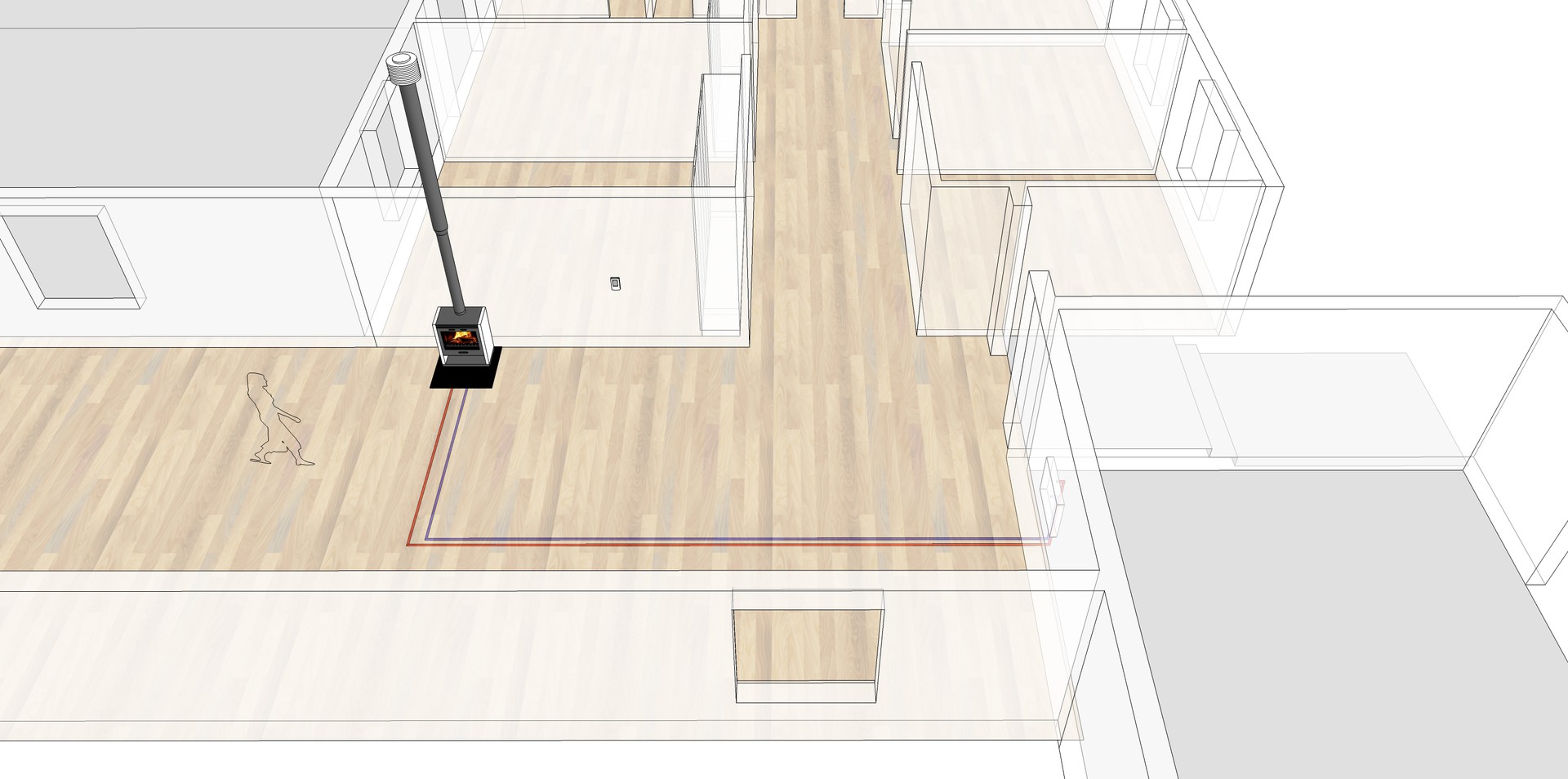 Central heating fireplace system with integrated tank storage