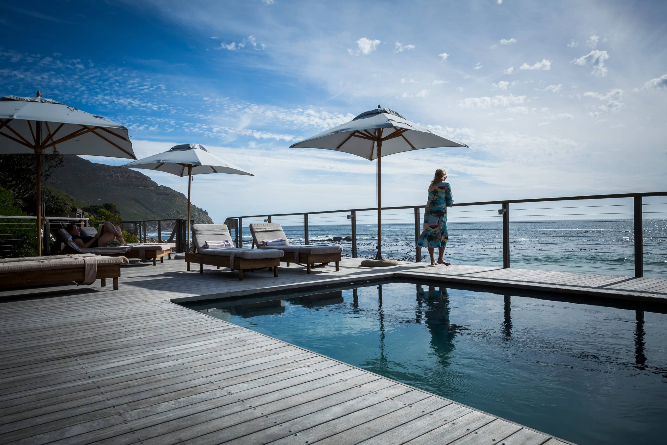 Elegant patio furniture and parasols for outdoor entertainment