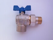 EVOL VALVE M-F ANGLE 3/4" W/UNION BLUE BUTT