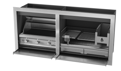 Pyro Dual Fuel Combo Braai 3CR12 Steel 1800mm (770 Gas / 950 Wood)