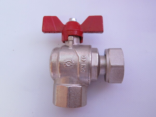 EVOL VALVE F-F ANGLE 3/4" WITH 1" NUT RED BUTT