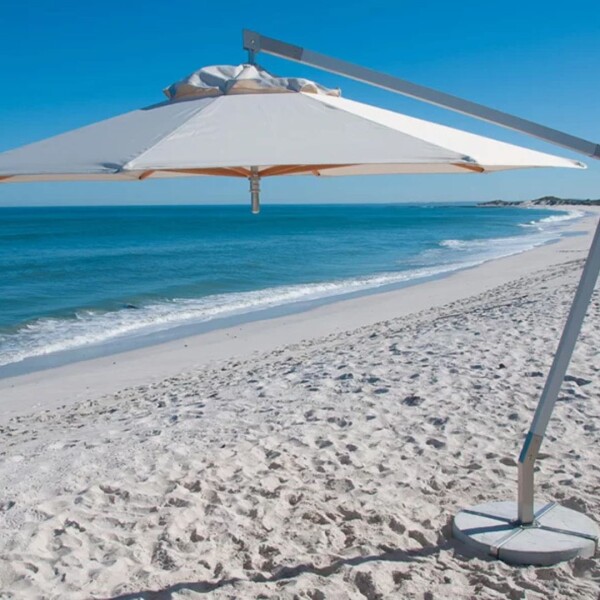 4m Round Ecru Cantilever West Coast Parasol (Incl Cross Base & Pavers)