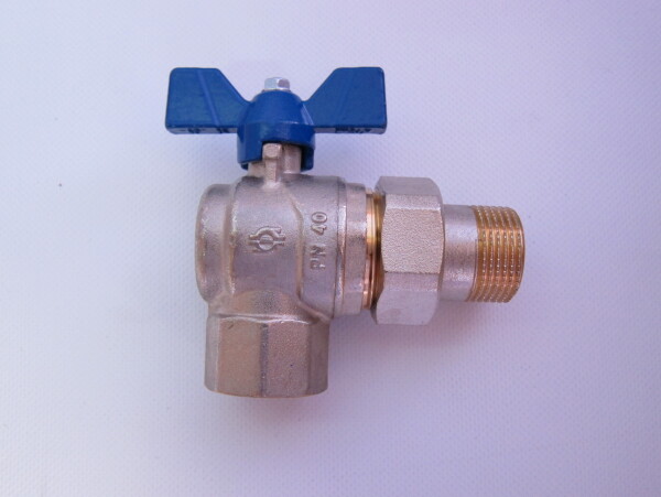EVOL VALVE M-F ANGLE 3/4" W/UNION BLUE BUTT