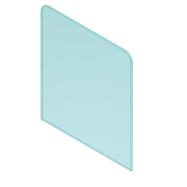 10mm Glass Baseplate - Radius Edge (850 x 750mm)