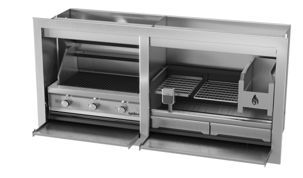 Pyro Dual Fuel Combo Braai 3CR12 Steel 1800mm (770 Gas / 950 Wood)