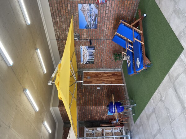 3m Square Ecru Cantilever Atlantic Parasol (Wall Mounted)