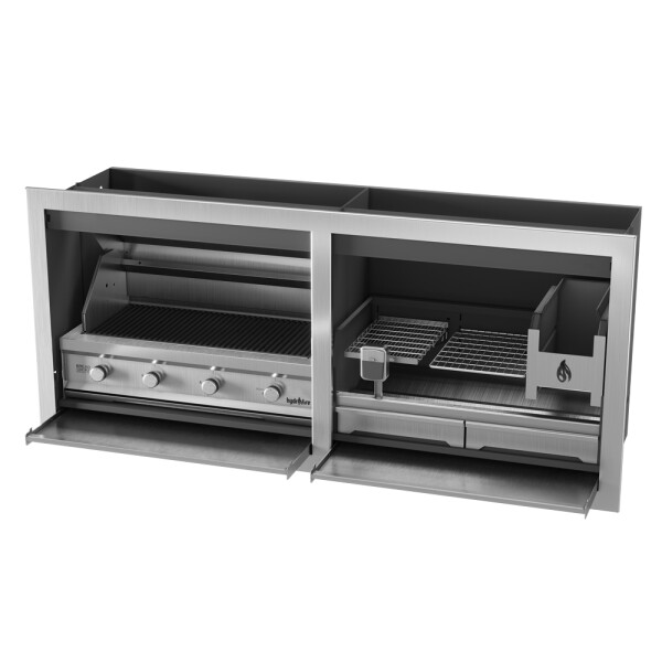 Pyro Dual Fuel Combo Braai 3CR12 Steel 2000mm (970 Gas / 950 Wood)